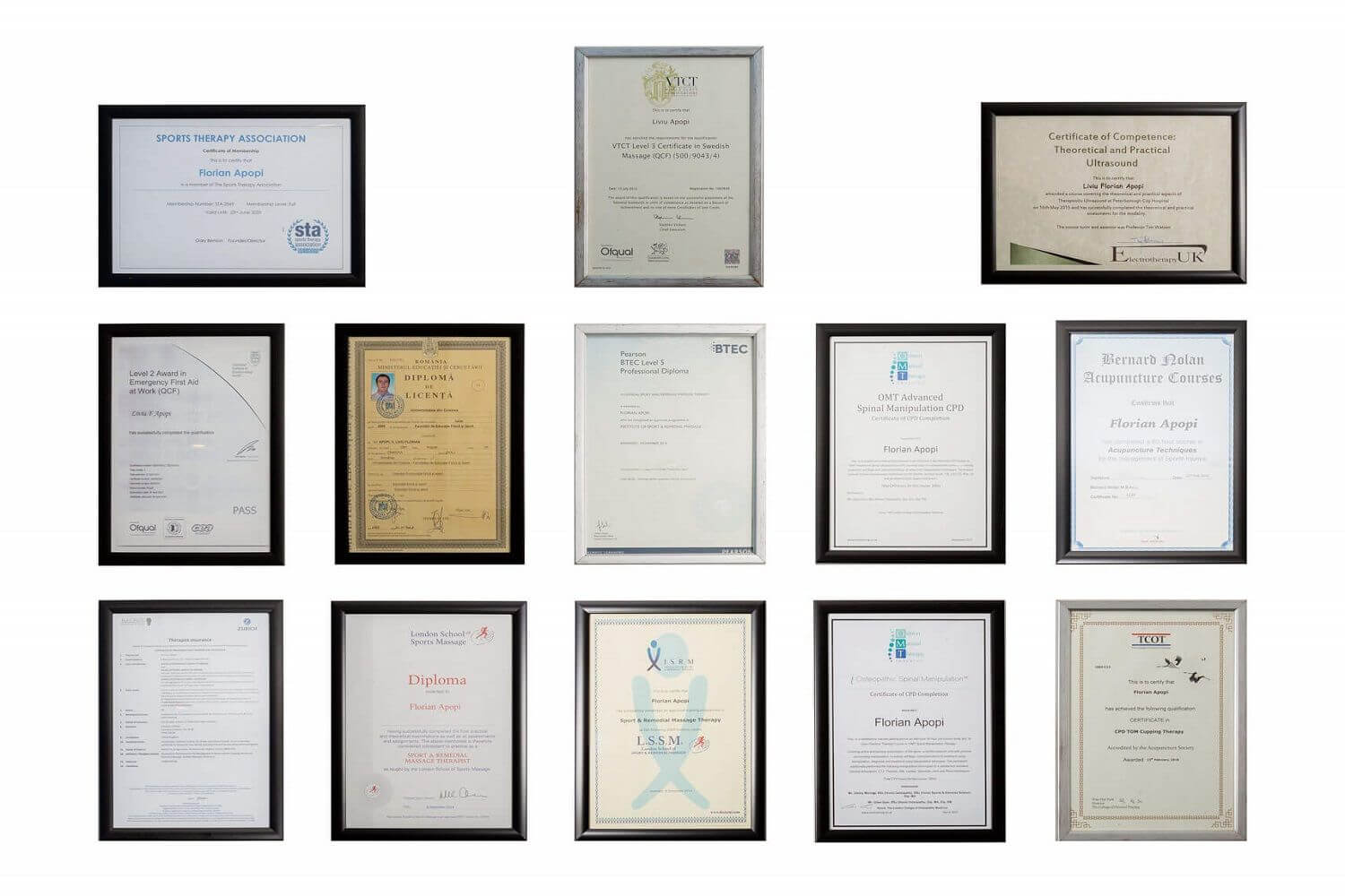 Euphoria Sports Therapy professional qualifications and certificates